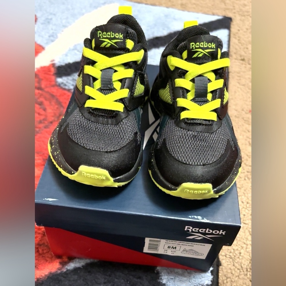 Reebok Kids Black and Neon Green